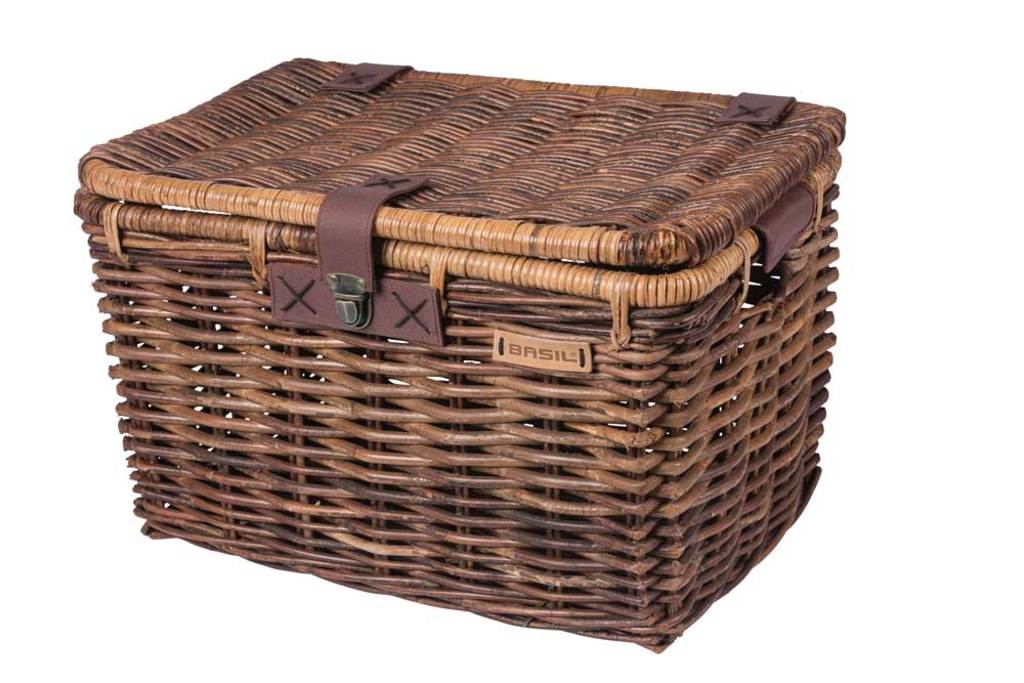 Mand Basil Denton L - Bruin Met Deksel Voorop - 46 Liter Mand Basil Denton L - Bruin Met Deksel Voorop - 46 Liter